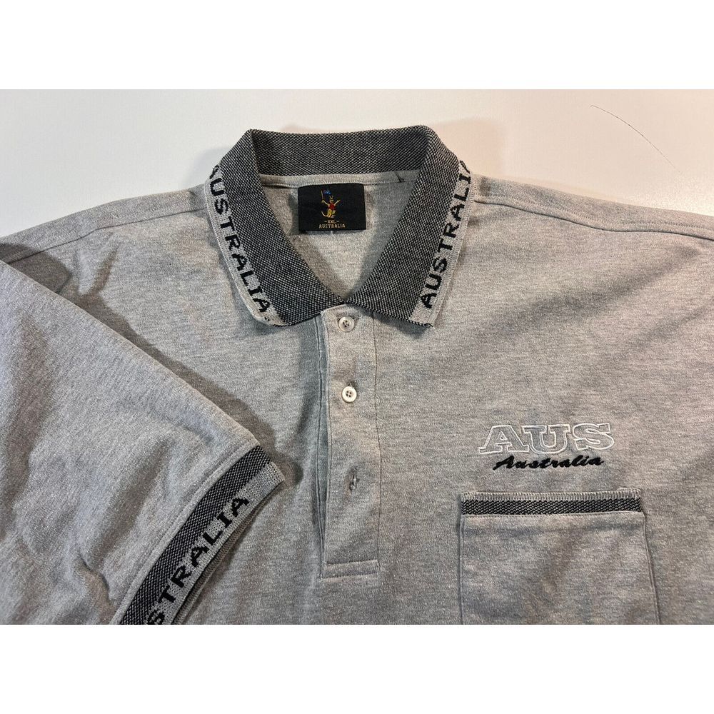 Mens XXL Grey Australia GOLF POLO SHIRT‎ W AUS Pocket
